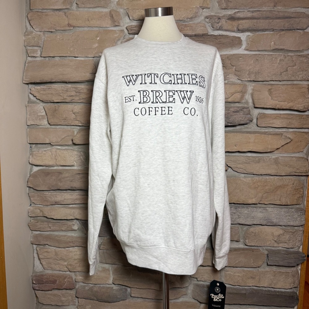 Witches Brew Coffee Co Sweatshirt XL Gray Halloween Graphic Pullover